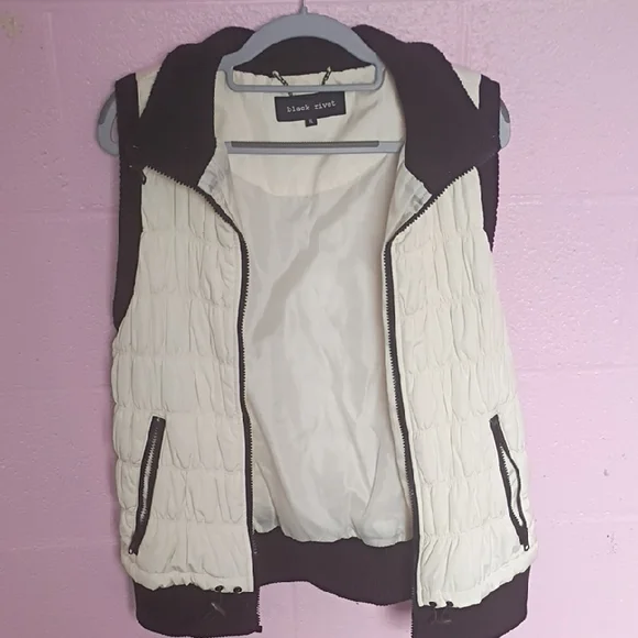 Black Rivet Women's Black and Cream Vest - Picture 1 of 4